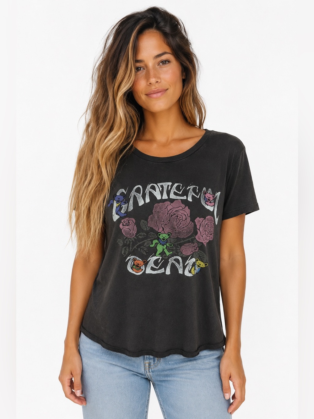 Lucky Brand Grateful Dead Roses Dancing Bears Distressed Tee M 2024